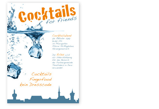 Flyer für den Cocktailabend "Cocktails for Friends"